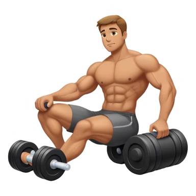 buff guy lying lats down on foam-roller sticker