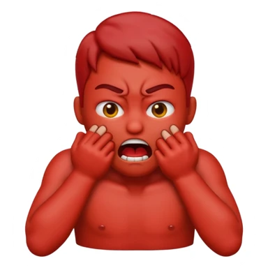 Create an emoji choking violently with hands on neck looking mad sticker