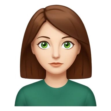 middle age woman with green eyes and shoulder length straight brown hair sticker