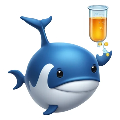 Give me a whale holding a science beaker  sticker