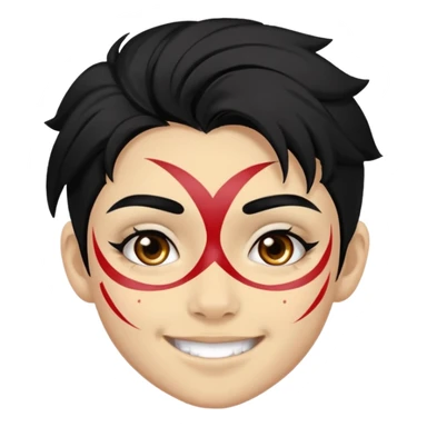 A black hair teen supporter with bold full-face paint, smiling with fierce team spirit. sticker