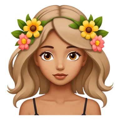 Beautiful girl with flowers on her head sticker