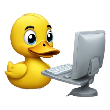 Yellow duck writing code on a computer  sticker