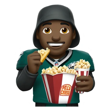 Philadelphia eagles fan eating cheesesteak and popcorn sticker