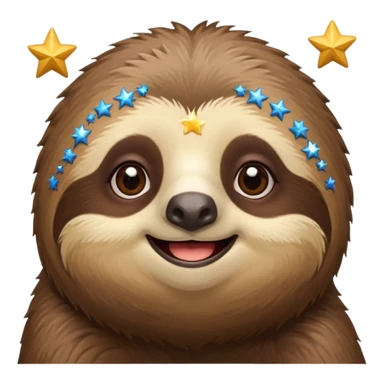 Perezoso que los ojos serán estrellas y este sonriendo  sticker