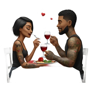 Romantic dinner date with hyper Realistic tattooed couple in love  sticker