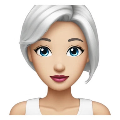 epilation specialist with white hair blue eyes and pink lips sticker