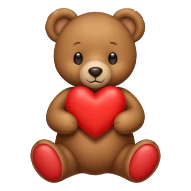 brown teddy bear hold red heart sticker