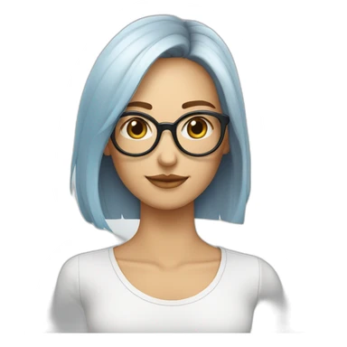 Mujer blanca pelo corto gafas azules ojos marrones sticker