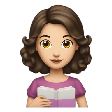 Brunette princess with book sticker