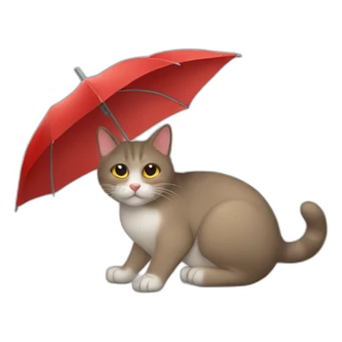 Gato con paraguas rojo sticker