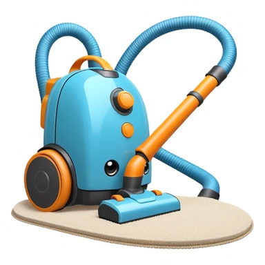 vacuum cleaner cleaning dust from a carpet, visible dust particles being sucked in, soft fabric carpet texture, modern household appliance, dynamic suction effect, 3D cartoon style, mobile game icon style, centered composition, clean background, no people, no animals, no text, no watermark

 sticker