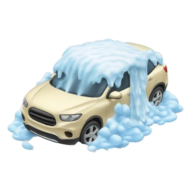 car being washed, covered in foam sticker