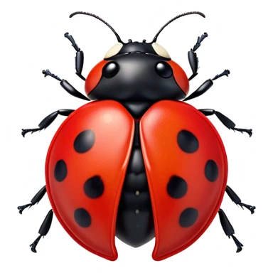 Beautiful and Majestic Ladybug Portrait Emoji, Head and body rendered in serene repose with a gentle, content smile, showcasing a tiny, perfectly rounded red shell with softly defined black spots and eyes gently closed in tranquil repose, Simplified yet exquisitely endearing features, highly detailed, glowing with a soft, drowsy red light, high shine, relaxed and utterly noble, stylized with an air of timeless garden beauty, soft glowing outline, capturing the essence of a beautiful and majestic ladybug that embodies the delicate charm of nature! sticker