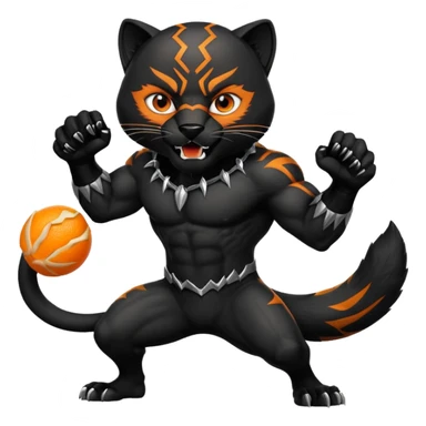 A black panther but it is killing orange colored fox sticker