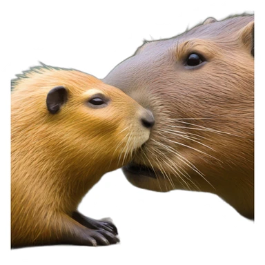 Capybara kisssing an otter sticker