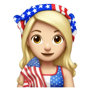 Fourth of July girl, red white and blue outfit with a red white with a firework, headband white girl ￼ sticker