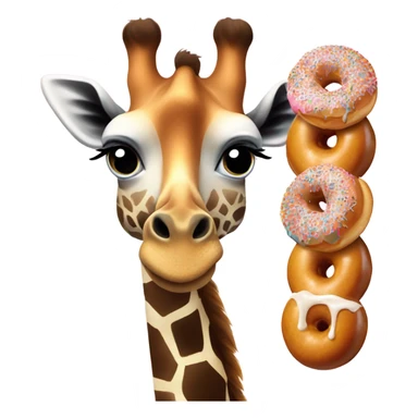 Giraffe eating a donut sticker