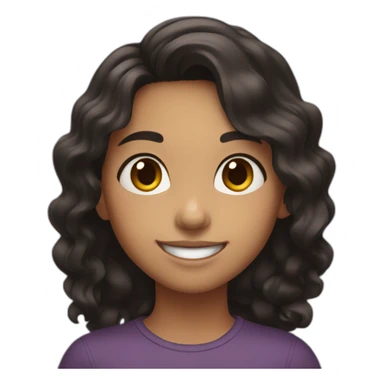 A Brunt girl with a wavy black hair and the brown eyes smiling sticker