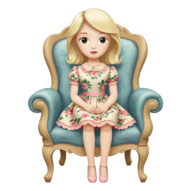 Blonde Doll Sitting On The Chair sticker