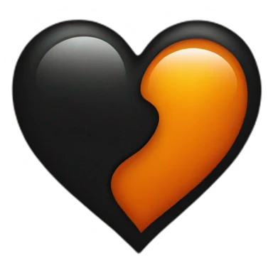 Half black and orange heart sticker