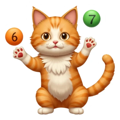 Cat juggling the numbers 6 and 7 sticker