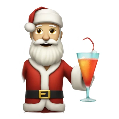 Caucasian Santa holding a cocktail  sticker