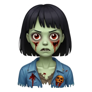 Zombie woman with black hair and bangs sticker
