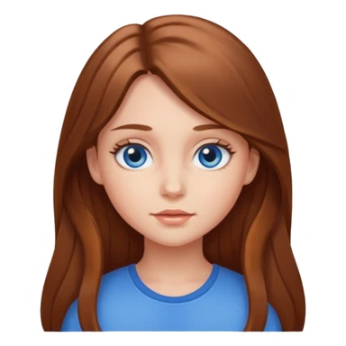 Girl with medium brown brown long hair, blue eyes, and peachy skin  sticker