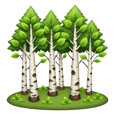 birch forest, small cute trees with a lot of leaves sticker