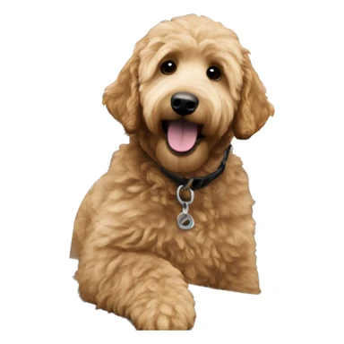 Golden doodle in a utv  sticker