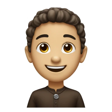 Happy sweet 6 year old dark brown staff with black nose sticker