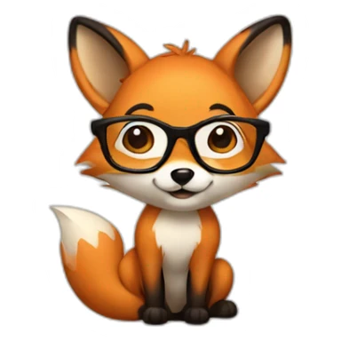 a fox with glasses and black hair tied as a bun sticker