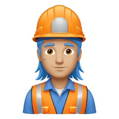 construction worker with long blue hair sticker