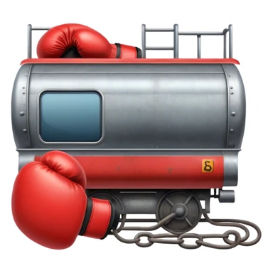 A train with boxing gloves sticker
