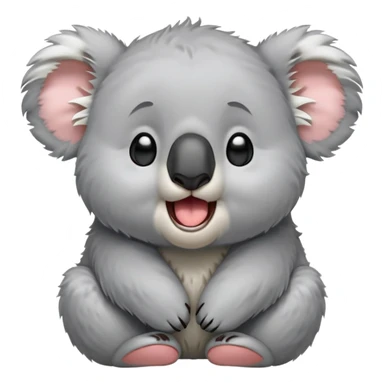 cinematic-cute-yawning-fluffy koala-portrait-emoji,-head-tilted-slightly-with-a-dramatic,-wide-open-yawn,-showcasing-a-soft,-downy-grey-fur-with-drooping-ears-and-round-eyes-barely-open-in-drowsy-contentment,-simplified-yet-irresistibly-adorable, realistic fluffy sticker