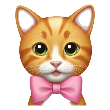 Ginger cute Cat with a pink bow sticker