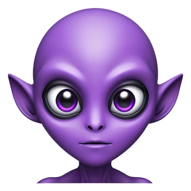 purple alien with big black eyes sticker