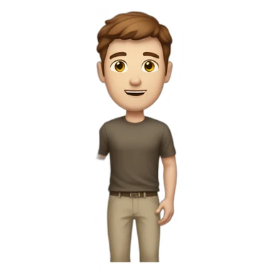 Tall white man with brown hair carrying a small satellite sticker