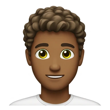 green eyes. handsome. young man. brown skin. brown hair. sticker