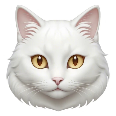 Cinematic Noble White Cat Portrait Emoji, Poised and stately, with a pristine, snow-white fur accented by delicate hints of silver, refined whiskers and a serene, focused gaze, simplified yet impeccably detailed, glowing with an ethereal radiance and timeless elegance, high shine, exuding calm intelligence and regal simplicity, soft glowing outline, capturing the essence of a noble white cat that radiates quiet majesty! sticker