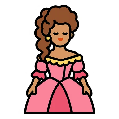 vintage rococo mixed woman with brown hair and light skin in a light pink beautiful gown sticker