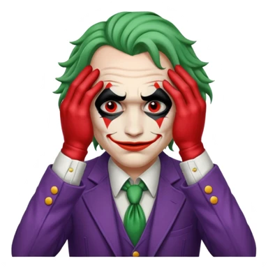 Joker covering his eyes with his hands  sticker