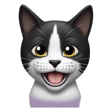 Black and white cat with mustache singing  sticker