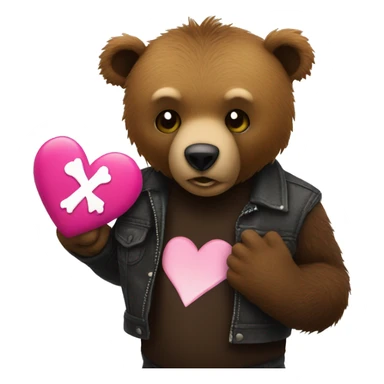 Brown bear in front of punk heart sticker