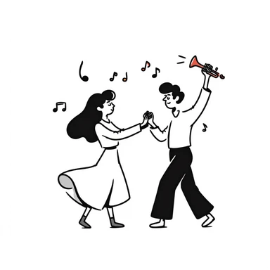 Colombian salsa dancing couple with musical notes, trumpet, and Colombian flag colors sticker