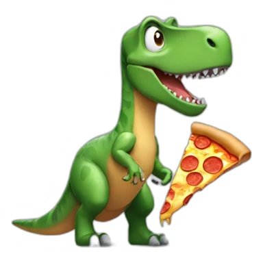 Dinosaur eating pizza sticker