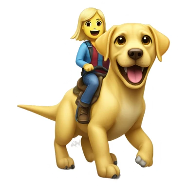Yellow Labrador riding a dinosaur sticker