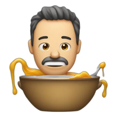 Un hombre gritando que no quiere tomar sopa sticker