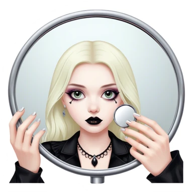 Hyper Realistic Goth victoria secret model looking into a handheld mirror  sticker